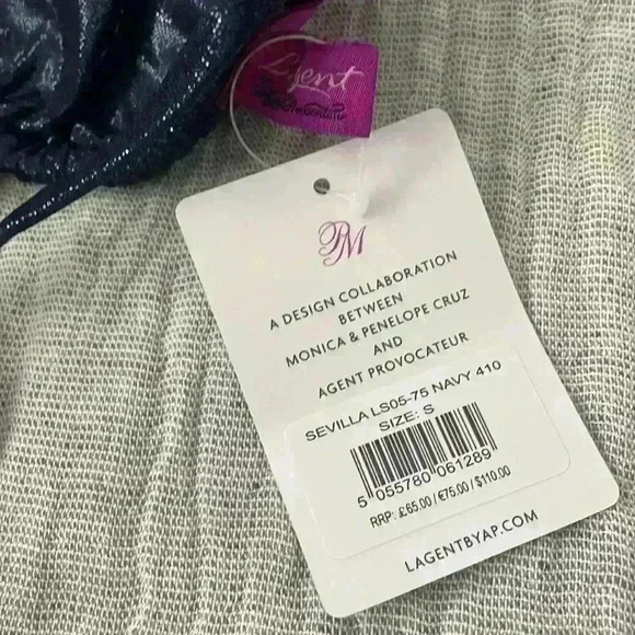 L'Agent by Agent Provocateur NWT Sevilla Navy Triangle Top Sz Small - Picture 3 of 8